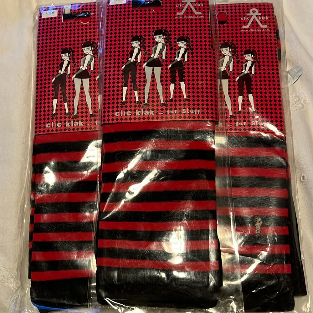 New - 3 sets of Striped Gloves Clic Klak